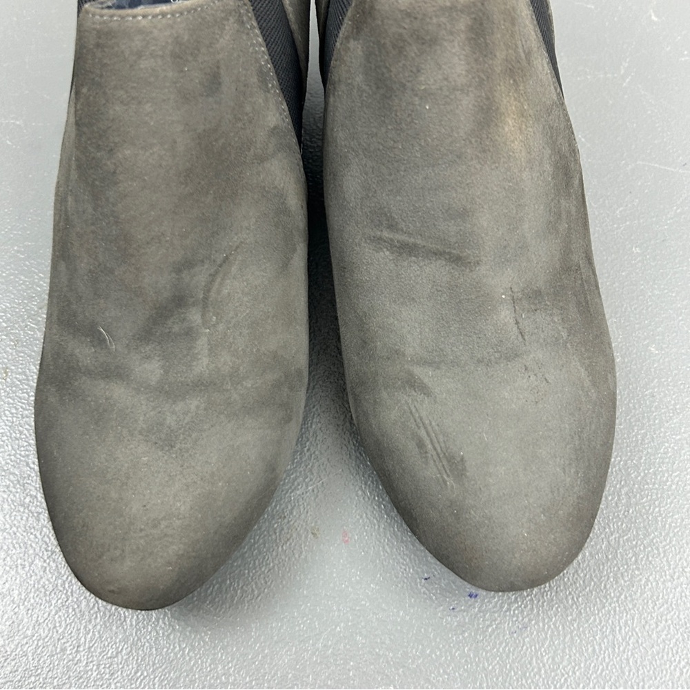 Vionic Stanton Suede Leather Wedge Ankle Booties Gray Comfort Shoes - Picture 3 of 8
